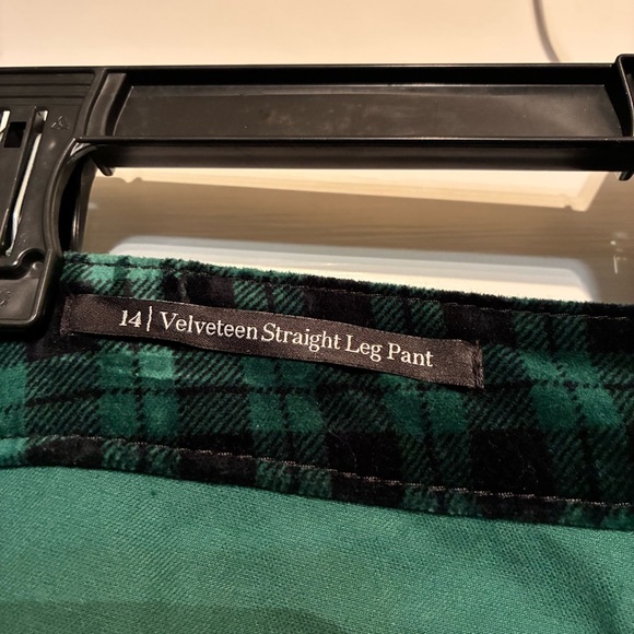 Talbots Teal/Black Plaid Velveteen Plaid Straight Leg Pants - Picture 7 of 13